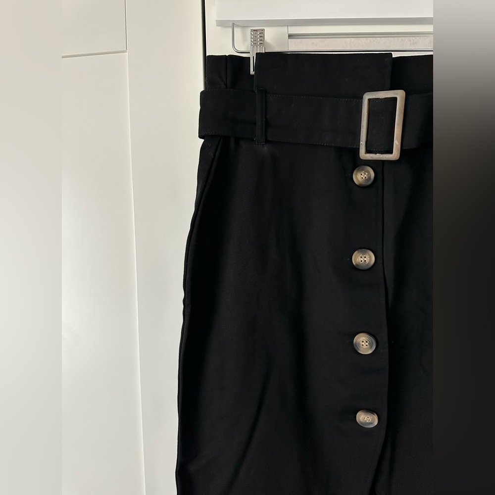 H&M Black Belted Button Down Pencil Skirt Women’s 10 - Picture 2 of 6
